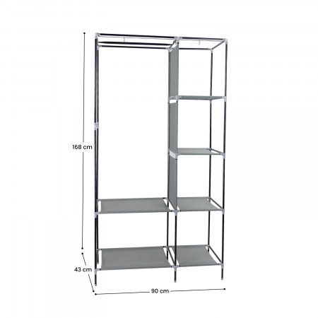 Armario Ropero de Tela Classic Gris 90x43x168cm Thinia Home Armarios 6