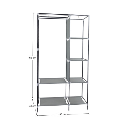 Armario Ropero de Tela Classic Gris 90x43x168cm Thinia Home Armarios 6