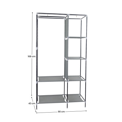 Armario Ropero de Tela Classic Gris 90x43x168cm Thinia Home Armarios 6