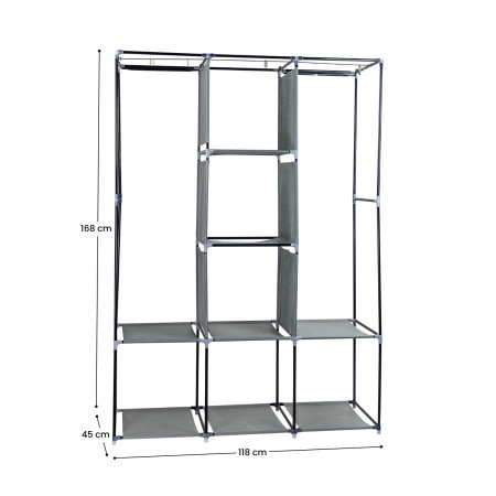 Armario Ropero de Tela Flex Gris 118x45x168cm Thinia Home Armarios 6