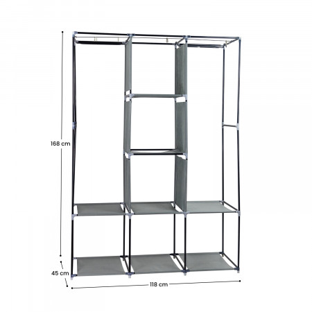 Armario Ropero de Tela Flex Gris 118x45x168cm Thinia Home Armarios 6