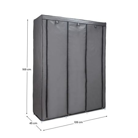 Kleiderschrank aus Stoff „Max“, grau, 128 x 45 x 169 cm Thinia Home