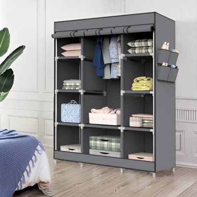 Kleiderschrank aus Stoff „Max“, grau, 128 x 45 x 169 cm Thinia Home