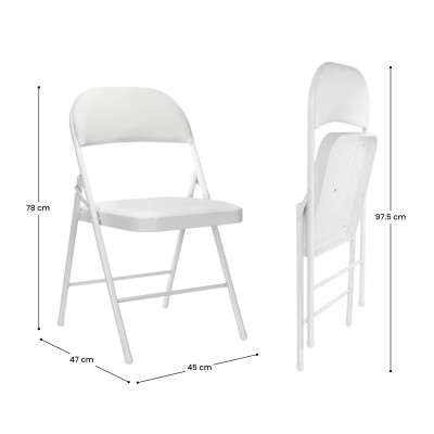 10er-Set weiße, gepolsterte Klappstühle 7house