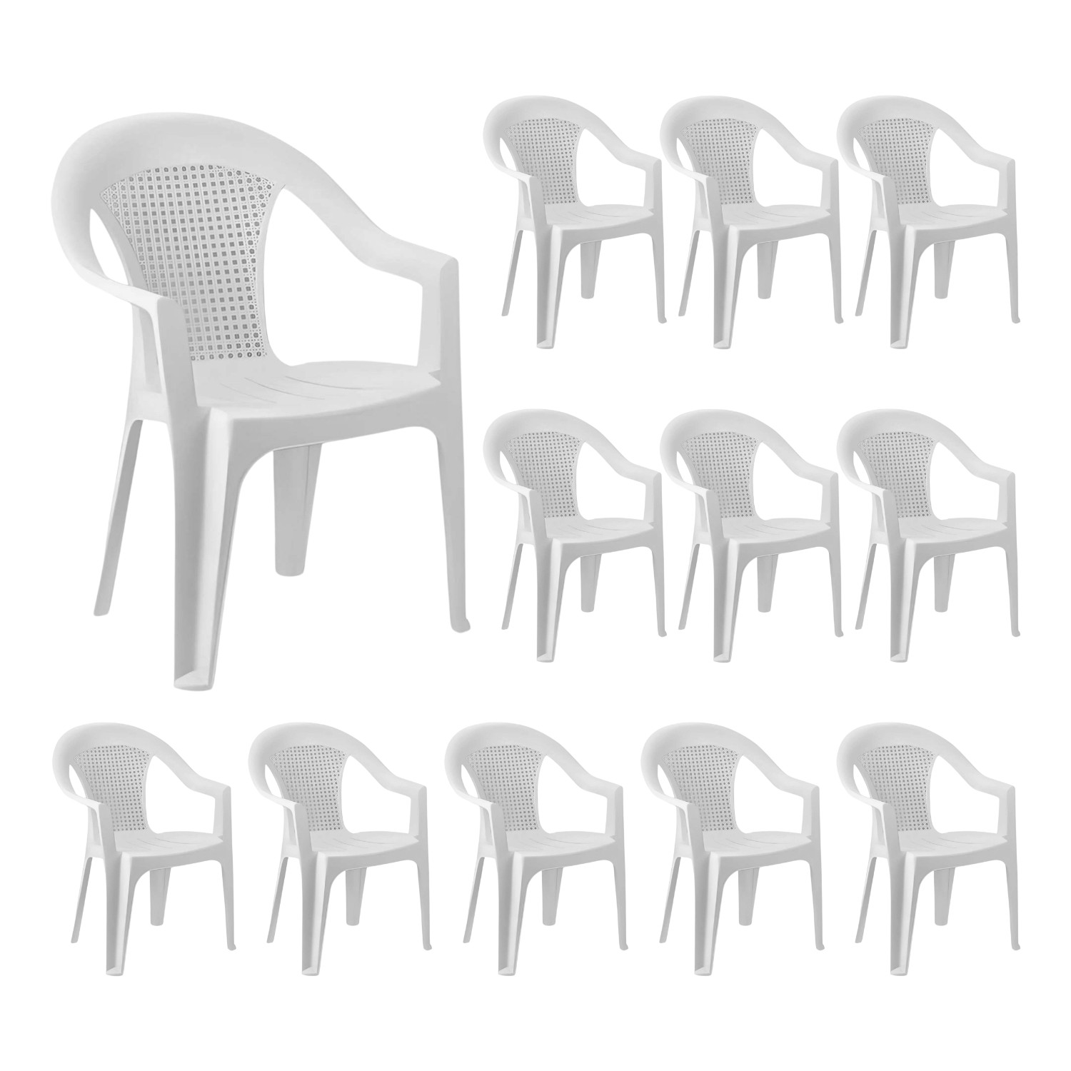 Pack 12 Sillas con Reposabrazos Stack 56x75x79cm 7house
