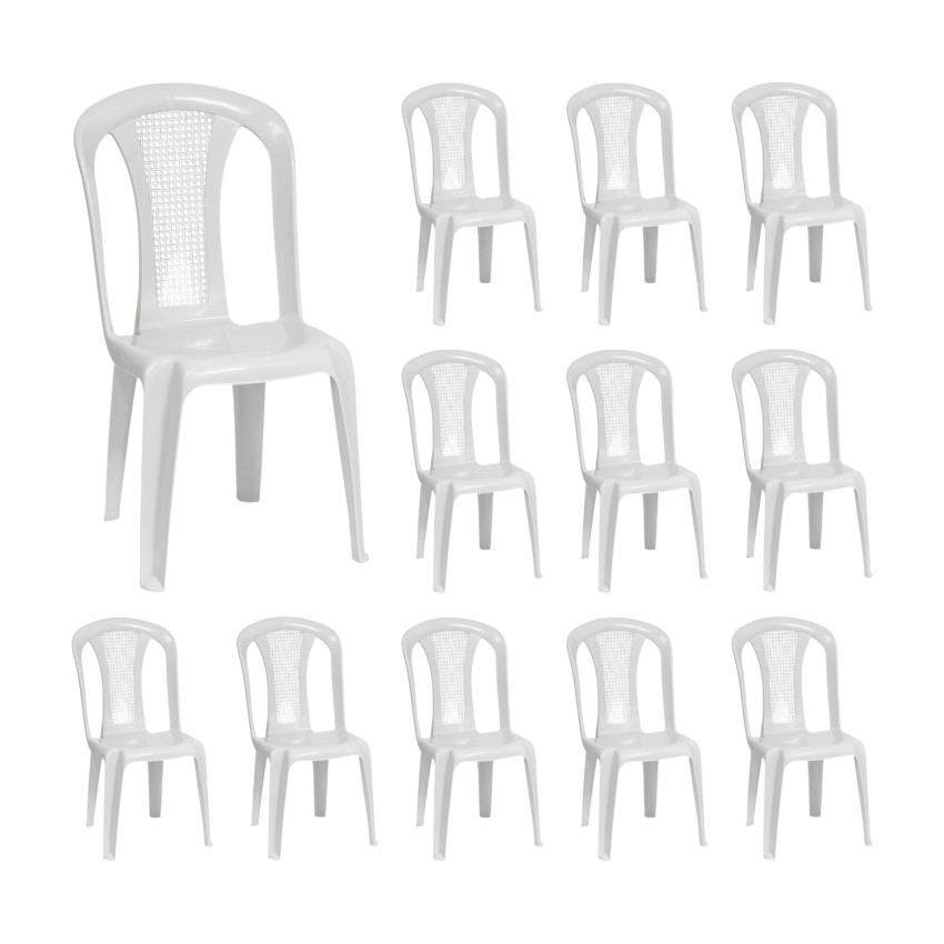 Pack 12 Sillas de Exterior Apilables sin Reposabrazos Napoli 42x49x88cm 7house Sillas Plegables 1