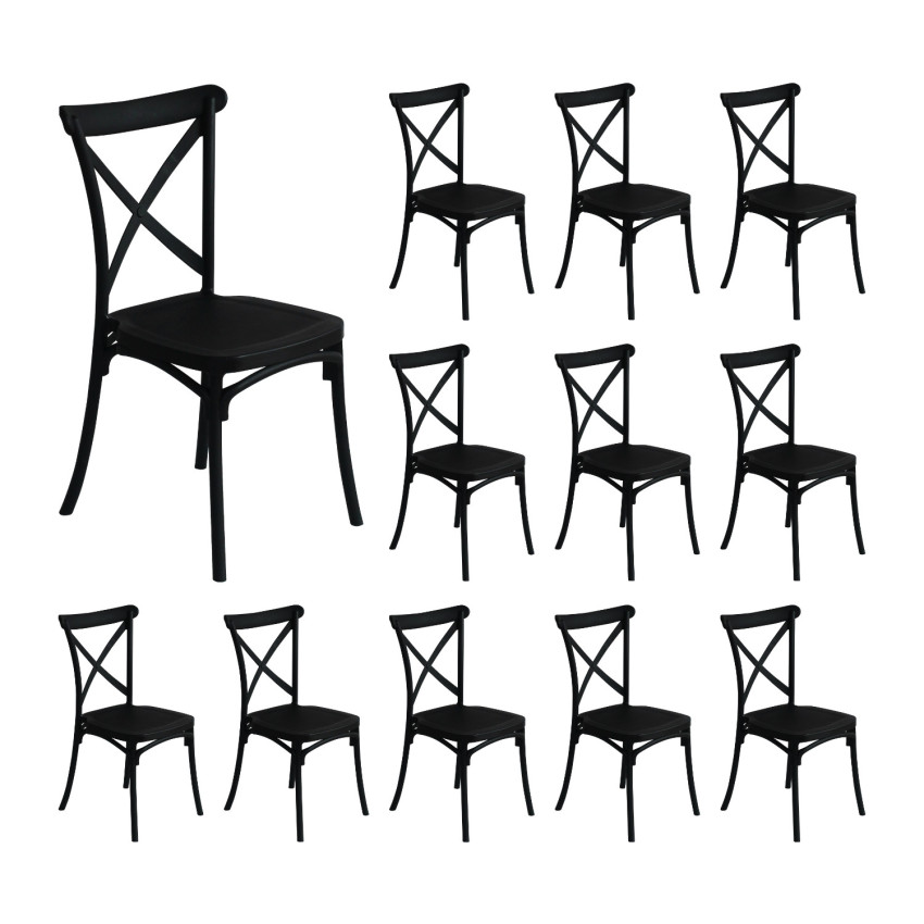 Pack 12 Sillas para Catering Apilables Caroline 45x40x87.5cm 7house Sillas de Jardín 8