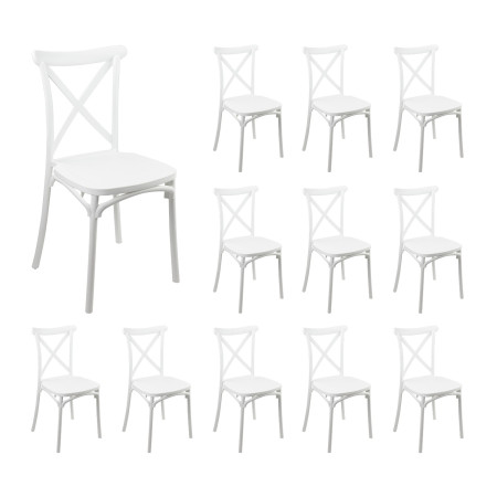 Pack 12 cadeiras de catering empilháveis Charlotte 50x44x87.5cm 7house