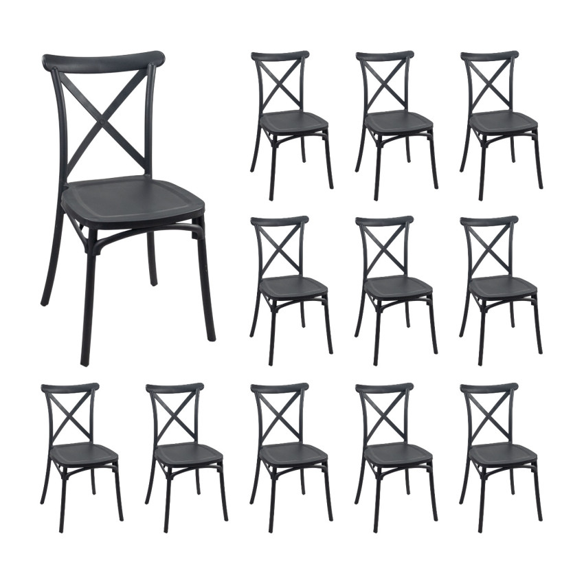Pack 12 Sillas para Catering Apilables Charlotte 50x44x87.5cm 7house Sillas de Jardín 8