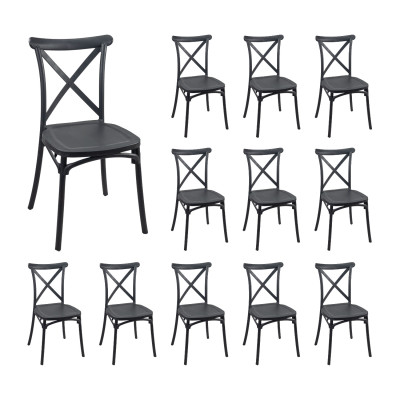 Pack 12 Sillas para Catering Apilables Charlotte 50x44x87.5cm 7house Sillas de Jardín 8