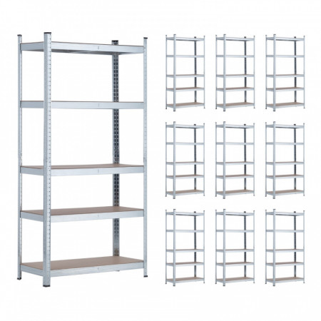 MegaPack 10 Estanterías Modulares Metálicas con 5 Baldas 875kg 90x40x180cm Thinia Home