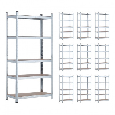 MegaPack 10 Estanterías Modulares Metálicas con 5 Baldas 875kg 90x40x180cm Thinia Home Estanterías 1