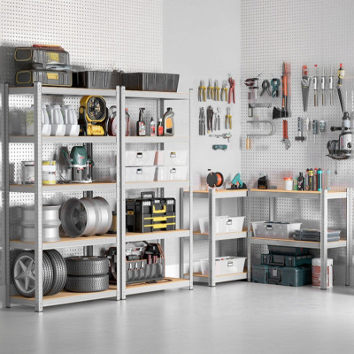 MegaPack 10 Estanterías Modulares Metálicas con 5 Baldas 875kg 90x40x180cm Thinia Home Estanterías 7