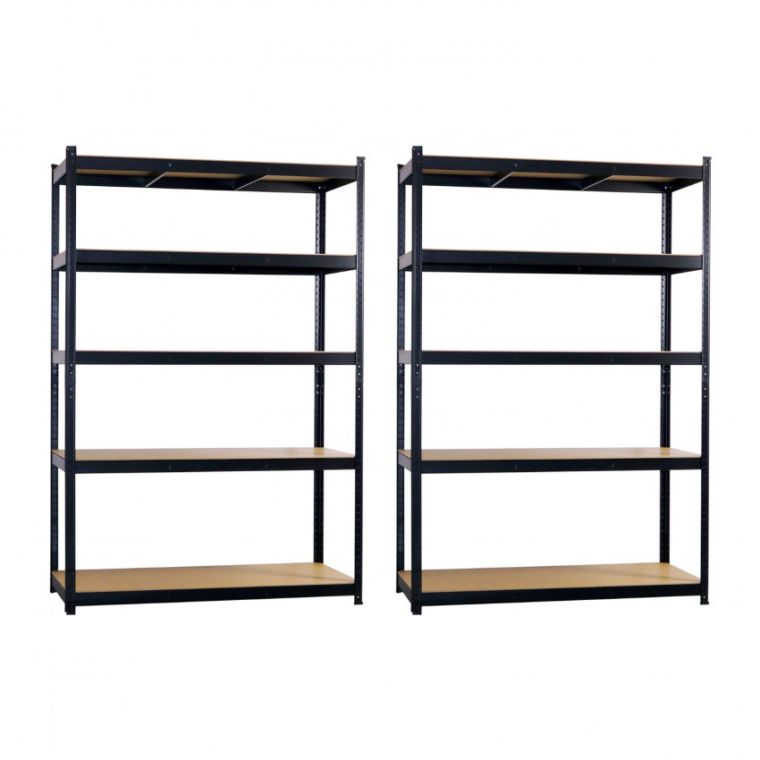 Pack 2 Estanterías Modulares Metálicas con 5 Baldas 1250kg Negro 120x60x180cm 7house Estanterías 1 Pack 2 Estanterías Modulares Metálicas con 5 Baldas 1250kg Negro 120x60x180cm 7house Estanterías 1