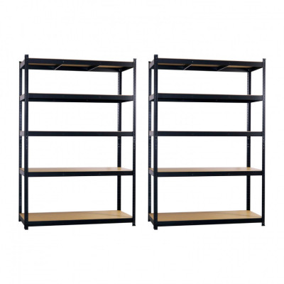 Pack 2 Estanterías Modulares Metálicas con 5 Baldas 1250kg Negro 120x60x180cm 7house Estanterías 1