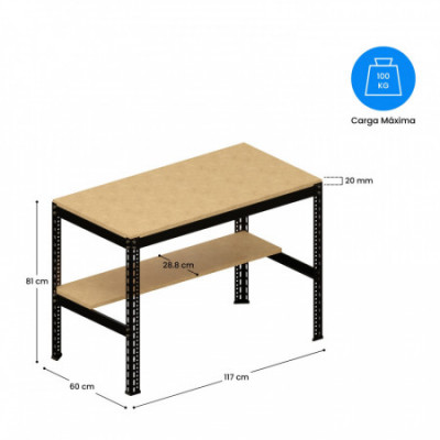 Banco de Trabajo WorkForge con 2 Niveles 117x60x81cm 7house Herramientas 6