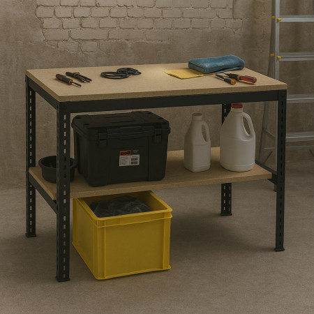 Banco de Trabajo WorkForge con 2 Niveles 117x60x81cm 7house Herramientas 7