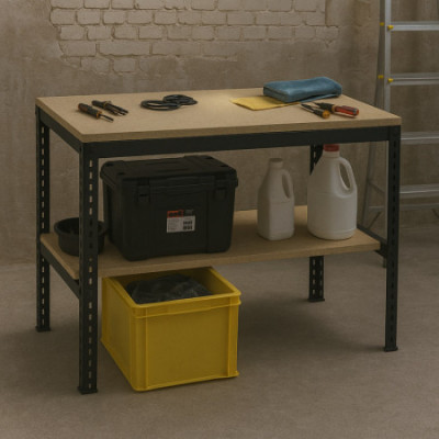 Banco de Trabajo WorkForge con 2 Niveles 117x60x81cm 7house Herramientas 7