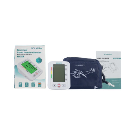 Digitales Oberarm-Blutdruckmessgerät für 2 Benutzer, 90 Messungen, weiß, 10 × 6 × 12 cm, Solmira