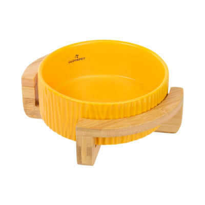 Comedero de Cerámica para Gatos con Base de Bambú 400ml Glückpet Comederos y Bebederos 11