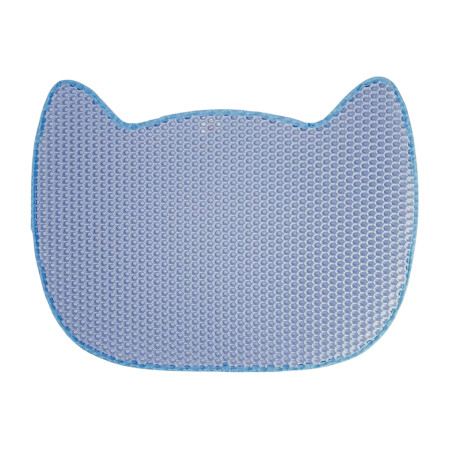 Alfombra para Arenero de Gatos Doble Capa Antideslizante Impermeable Forma de Gato 65x40cm Glückpet Alfombras para Areneros de G