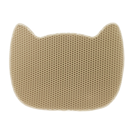 Alfombra para Arenero de Gatos Doble Capa Antideslizante Impermeable Forma de Gato 65x40cm Glückpet Higiene para Mascotas 1