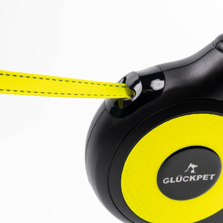 Correa para Perro Retráctil Extensible 5m con Botón de Bloqueo y Mango Ergonómico Talla M Glückpet Correas para Perros 4