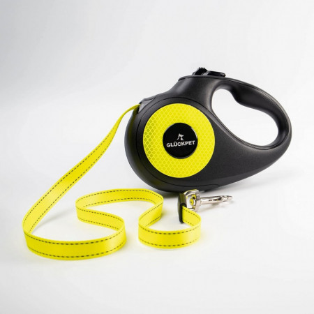 Correa para Perro Retráctil Extensible 5m con Botón de Bloqueo y Mango Ergonómico Talla M Glückpet Correas para Perros 6