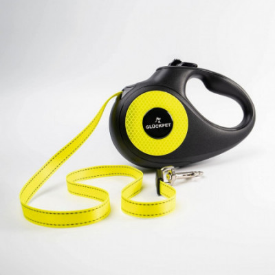 Correa para Perro Retráctil Extensible 5m con Botón de Bloqueo y Mango Ergonómico Talla M Glückpet Correas para Perros 6