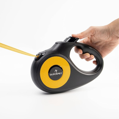 Correa para Perro Retráctil Extensible 5m con Botón de Bloqueo y Mango Ergonómico Talla S Glückpet Correas 5