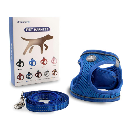Arnés para Perros Pequeños y Medianos con Correa de 1.4m Antitirones Reflectante Talla S Glückpet Collares y Arneses 1