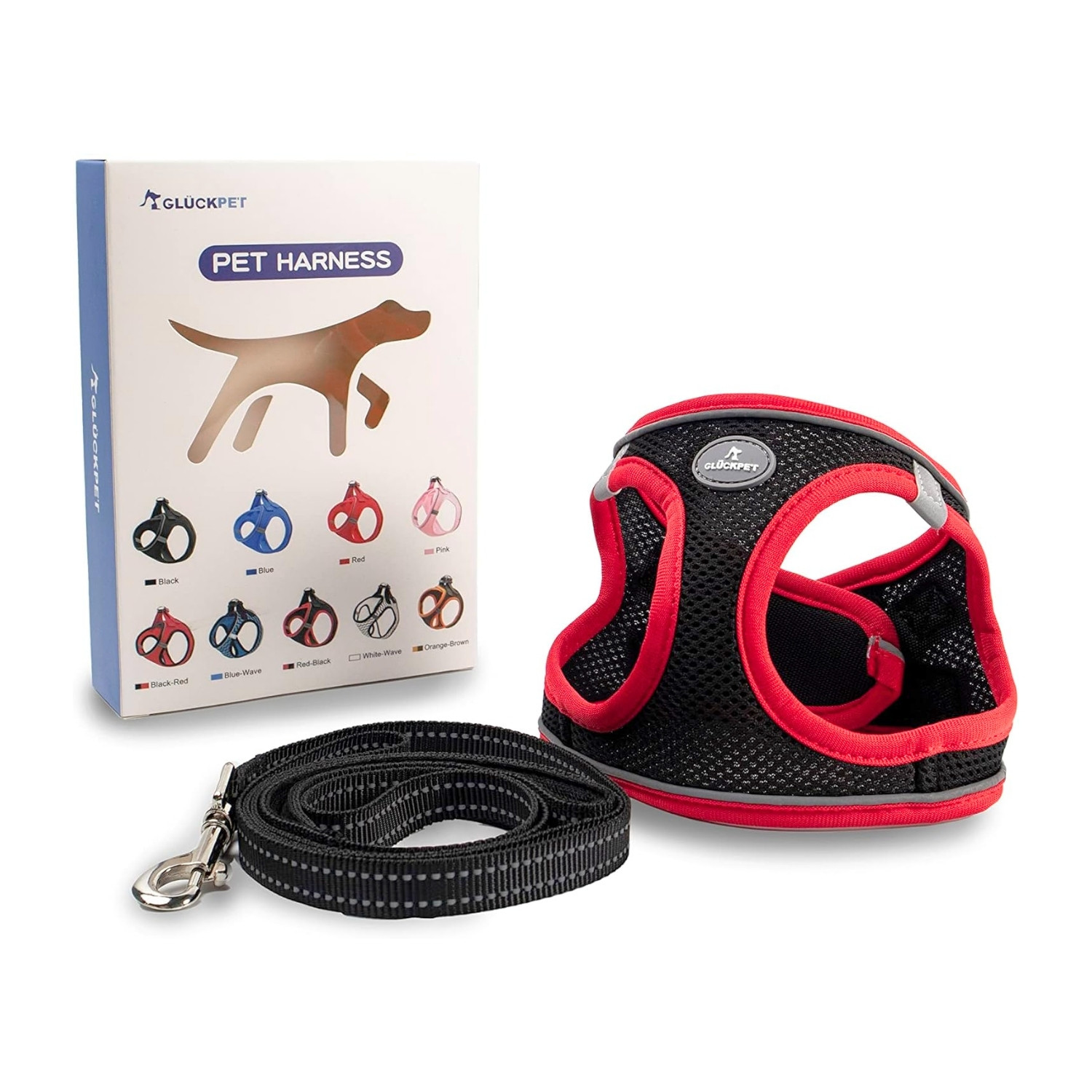 Arnés para Perros Pequeños y Medianos con Correa de 1.4m Antitirones Reflectante Talla L Glückpet