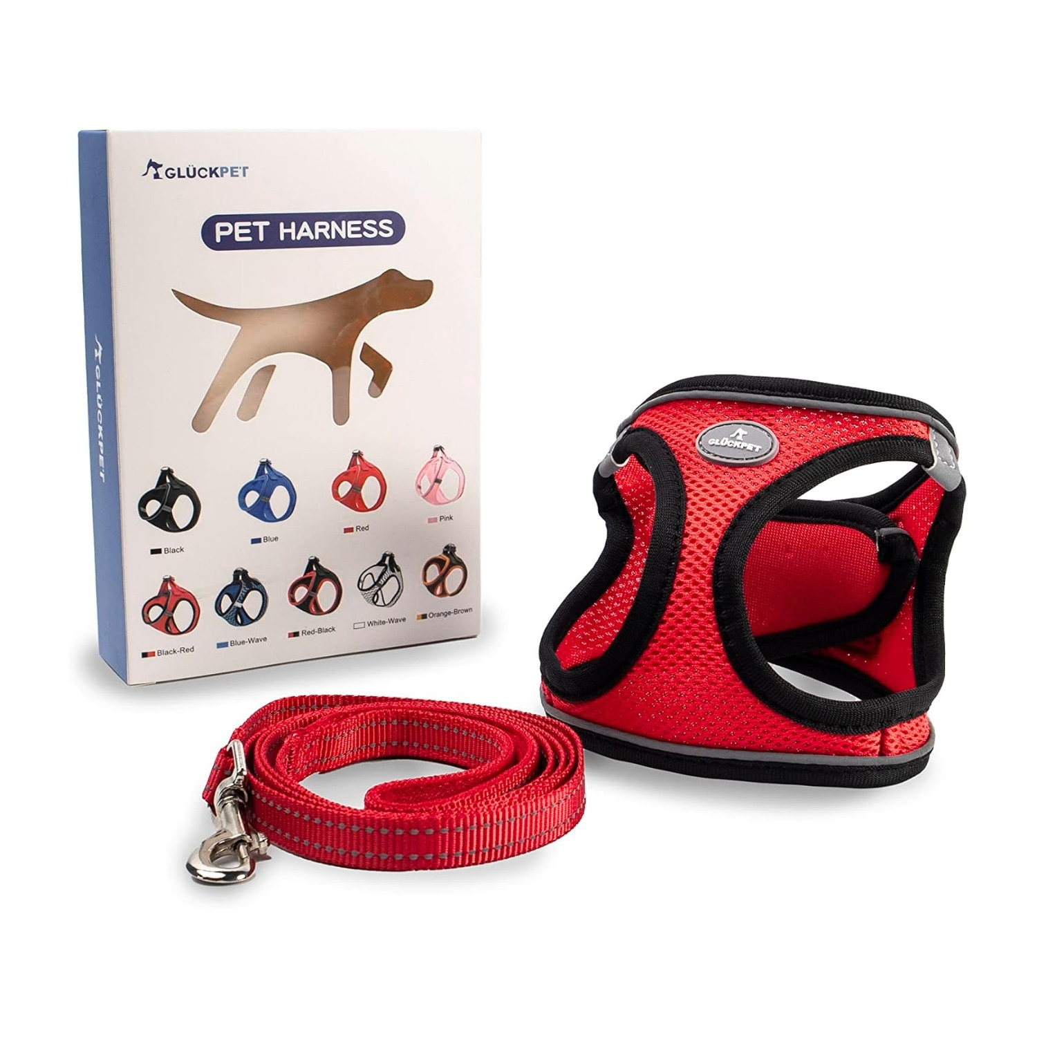 Arnés para Perros Pequeños y Medianos con Correa de 1.4m Antitirones Reflectante Talla L Glückpet