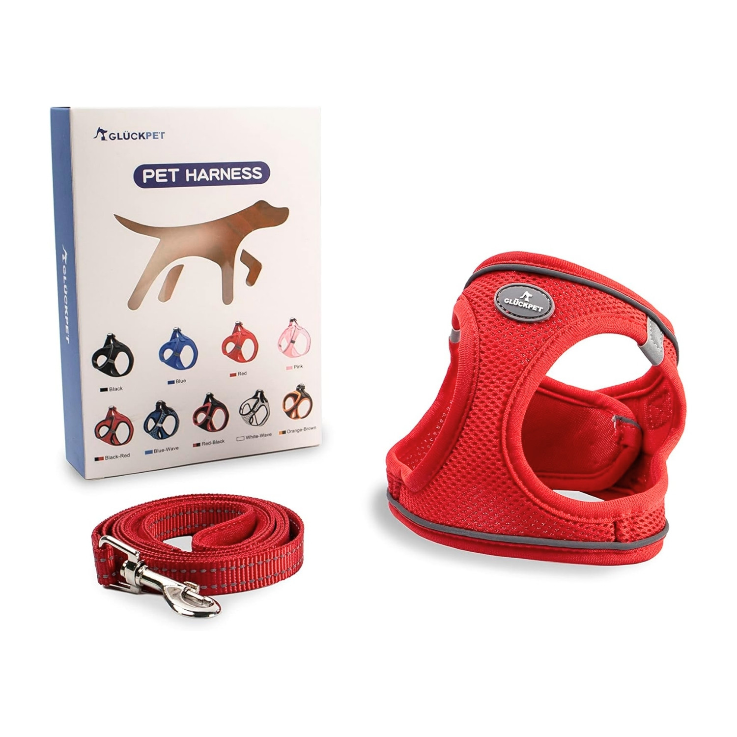 Arnés para Perros Pequeños y Medianos con Correa de 1.4m Antitirones Reflectante Talla M Glückpet