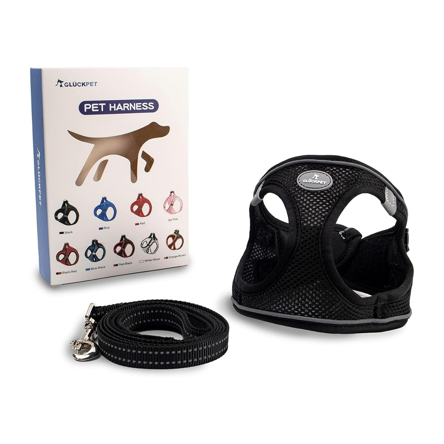 Arnés para Perros Pequeños y Medianos con Correa de 1.4m Antitirones Reflectante Talla L Glückpet