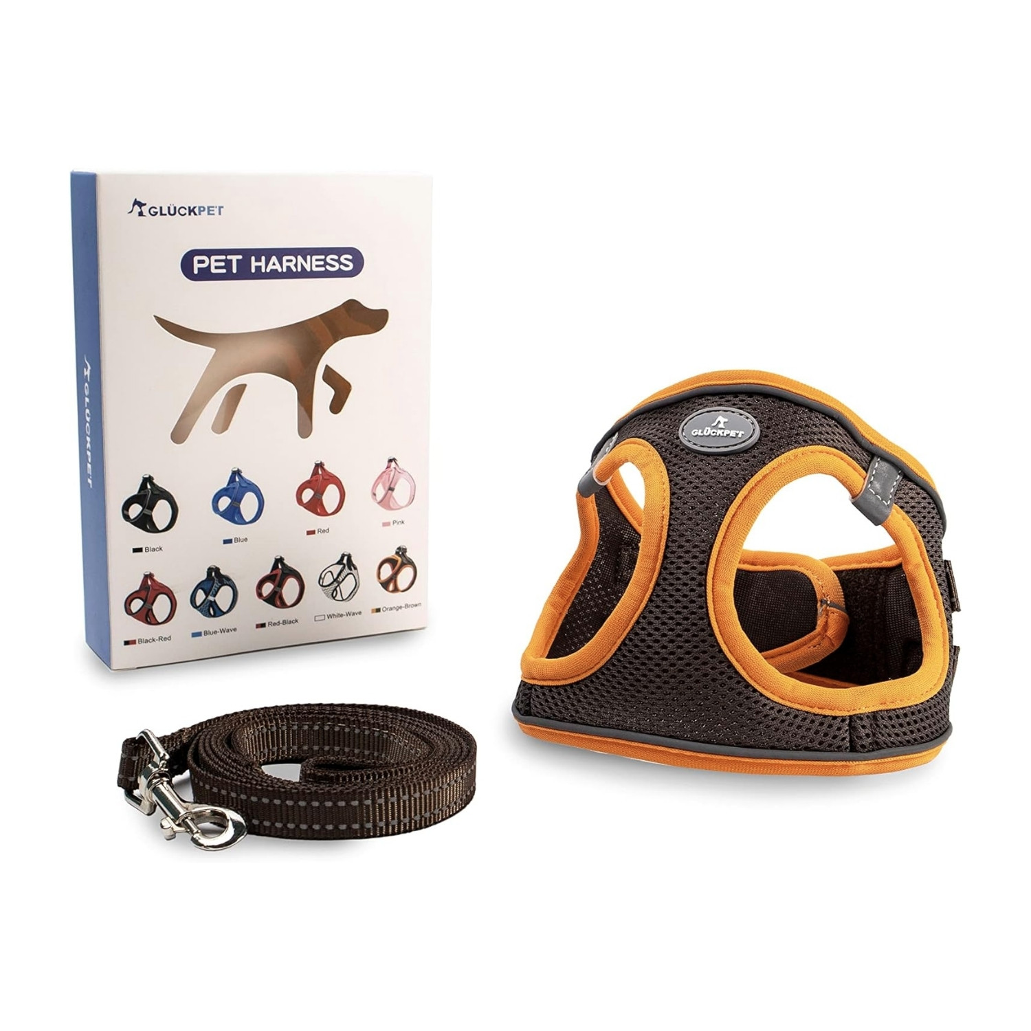Arnés para Perros Pequeños y Medianos con Correa de 1.4m Antitirones Reflectante Talla M Glückpet