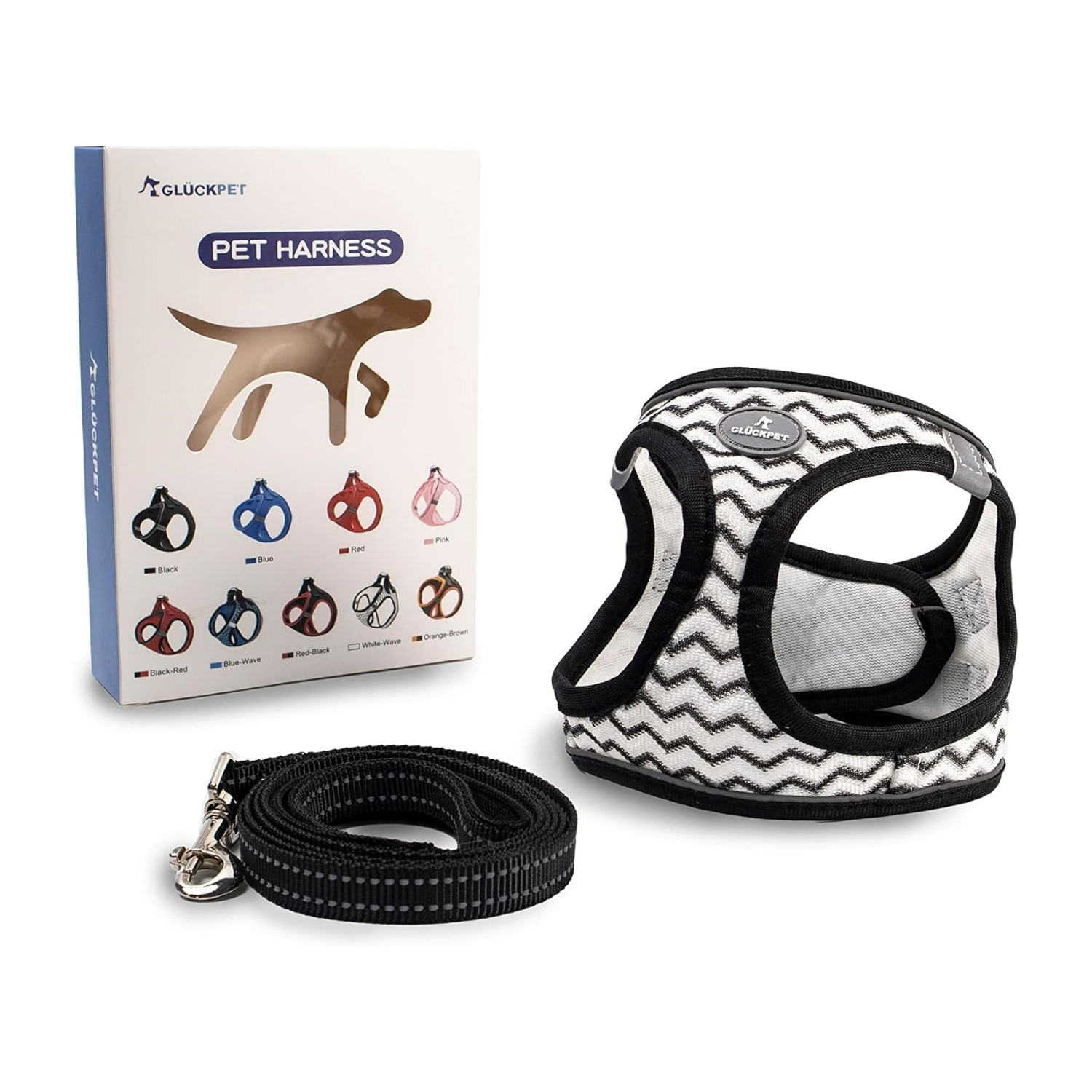 Arnés para Perros Pequeños y Medianos con Correa de 1.4m Antitirones Reflectante Talla M Glückpet