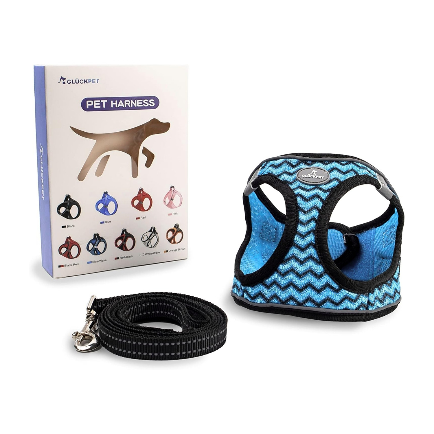 Arnés para Perros Pequeños y Medianos con Correa de 1.4m Antitirones Reflectante Talla L Glückpet