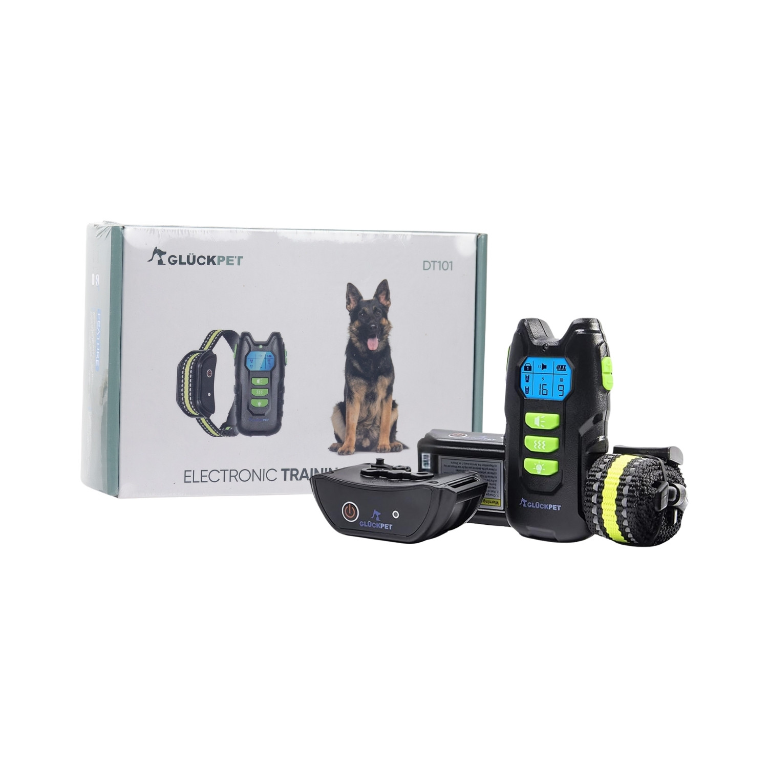 Collar de Adiestramiento para Perros con Sonido Vibración y Luz Impermeable Recargable Amarillo Glückpet