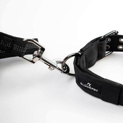 Collar y Correa para Perro Reflectante con Enganche para Coche Talla M Negro Glückpet Collares para Perros 6