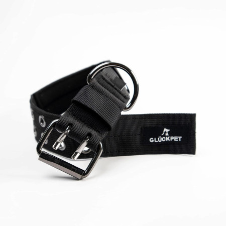 Collar y Correa para Perro Reflectante con Enganche para Coche Talla XL Negro Glückpet Collares para Perros 2