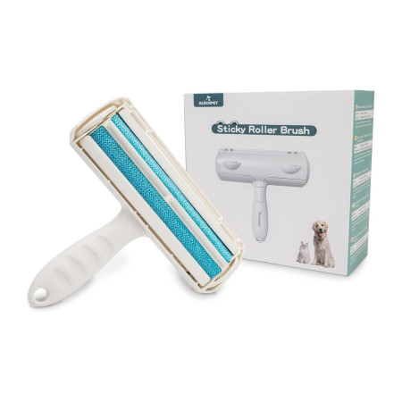 Rouleau anti-poils réutilisable pour animaux de compagnie, avec manche ergonomique et bande en caoutchouc dentelée – Glückpet