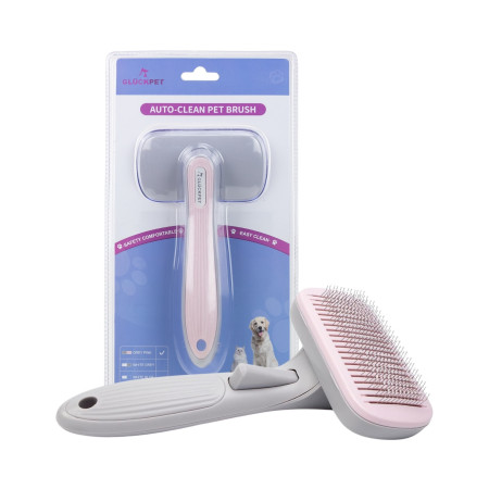 Cepillo para Gatos y Perros Rectangular Autolimpiable Antienredos con Botón de Liberación Glückpet Accesorios para Gatos y Perro