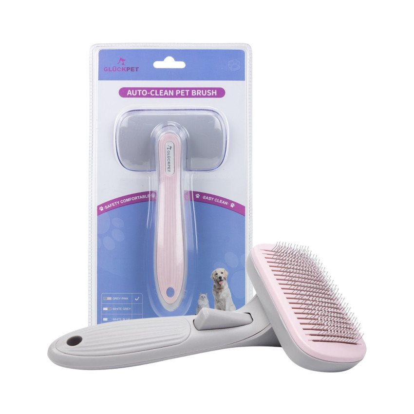 Cepillo para Gatos y Perros Rectangular Autolimpiable Antienredos con Botón de Liberación Glückpet Accesorios para Gatos y Perro