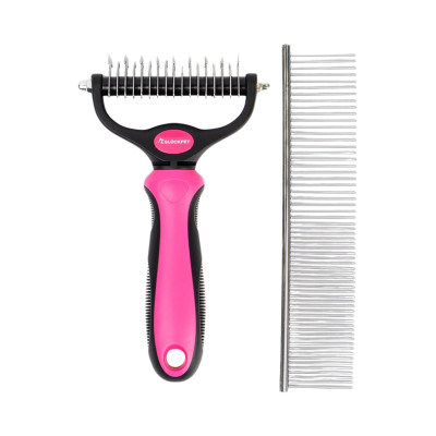 Rastrillo Quitanudos y Deslanador con Peine para Perros y Gatos 9+17 Dientes Redondeados Glückpet Accesorios para Gatos y Perros