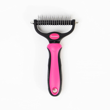 Rastrillo Quitanudos y Deslanador con Peine para Perros y Gatos 9+17 Dientes Redondeados Glückpet Accesorios para Gatos y Perros