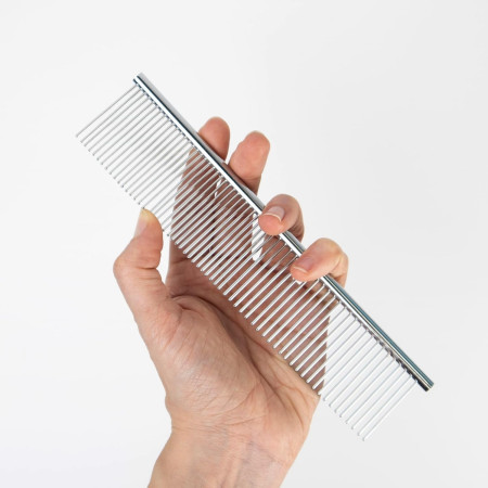 Rastrillo Quitanudos y Deslanador con Peine para Perros y Gatos 9+17 Dientes Redondeados Glückpet Accesorios para Gatos y Perros