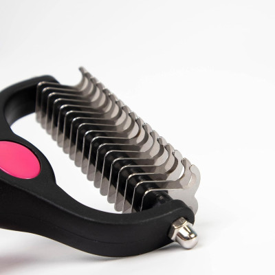 Rastrillo Quitanudos y Deslanador con Peine para Perros y Gatos 9+17 Dientes Redondeados Glückpet Accesorios para Gatos y Perros