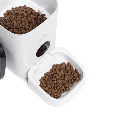 Automatischer Futterautomat für Hunde und Katzen mit WLAN-Kamera und App-Steuerung, 4 l, weiß, Glückpet