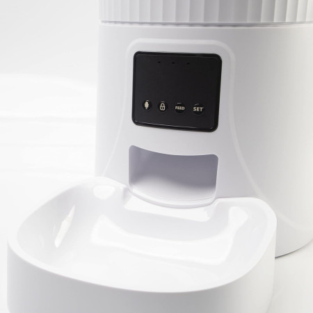 Distributeur automatique de nourriture pour chiens et chats avec connexion Wi-Fi et commande via une application, 4 L, blanc, Gl